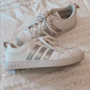 White and silver adidas sneakers